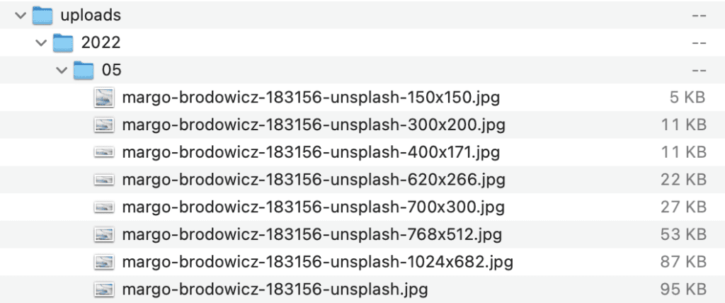 Image files sizes in WordPress