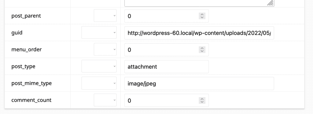 WordPress Media File Settings in a Database entry