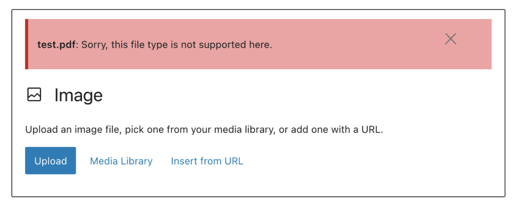 WordPress File Type not supported