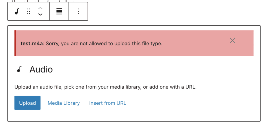 WordPress audio file not allowed