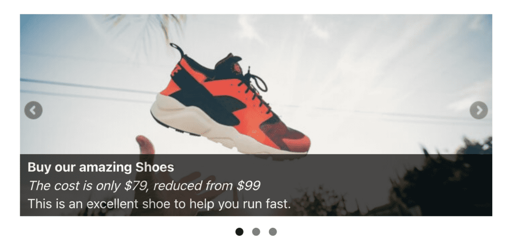 Slideshow with WooCommerce product data including sales price