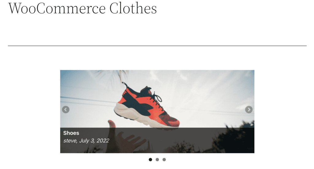 WooCommerce slider on a WordPress site