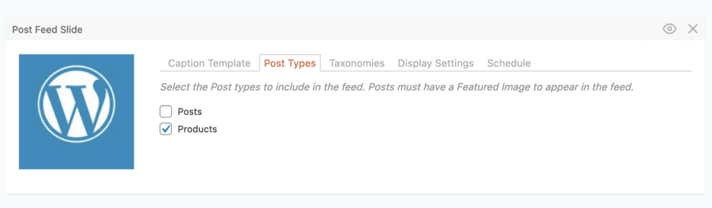 WooCommerce slideshow choosing products post type