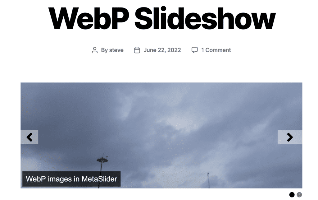 WebP images in a WordPress slideshow