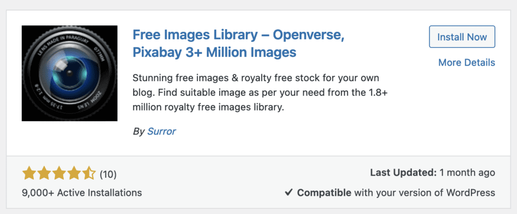 the Free Images Library plugin for WordPress