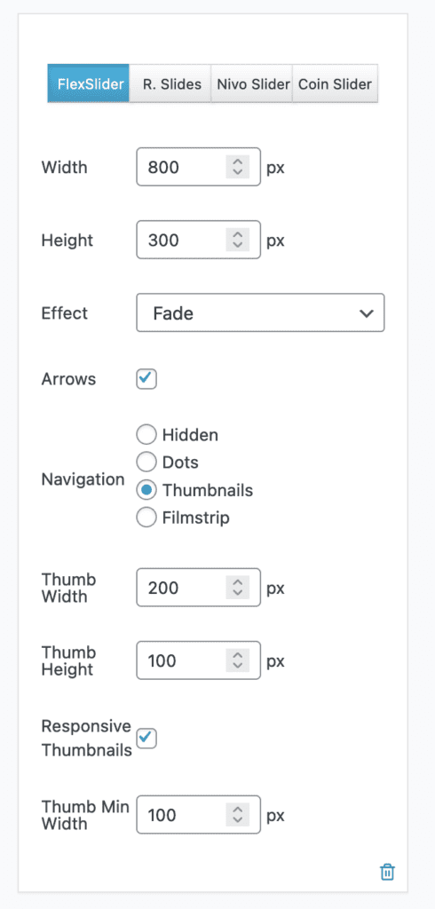 Updated settings for thumbnail navigation 