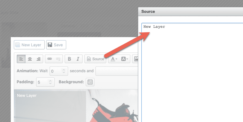 Editing the source of a Layer Editor slide