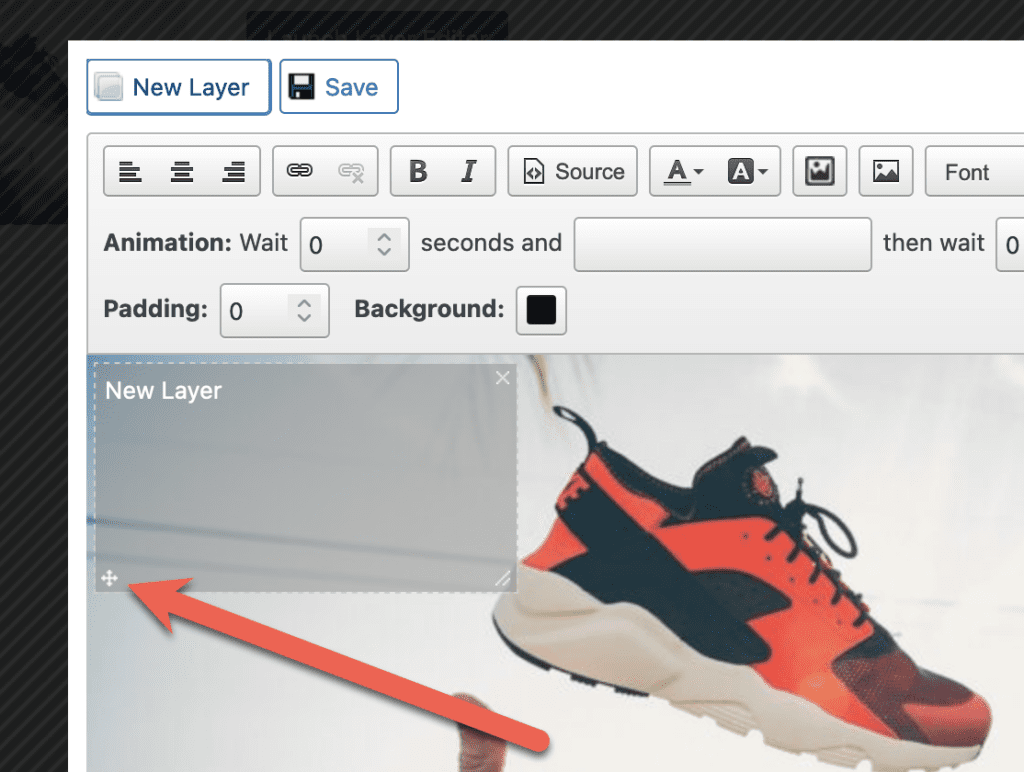 Repositioning an element on a Layer Editor slide