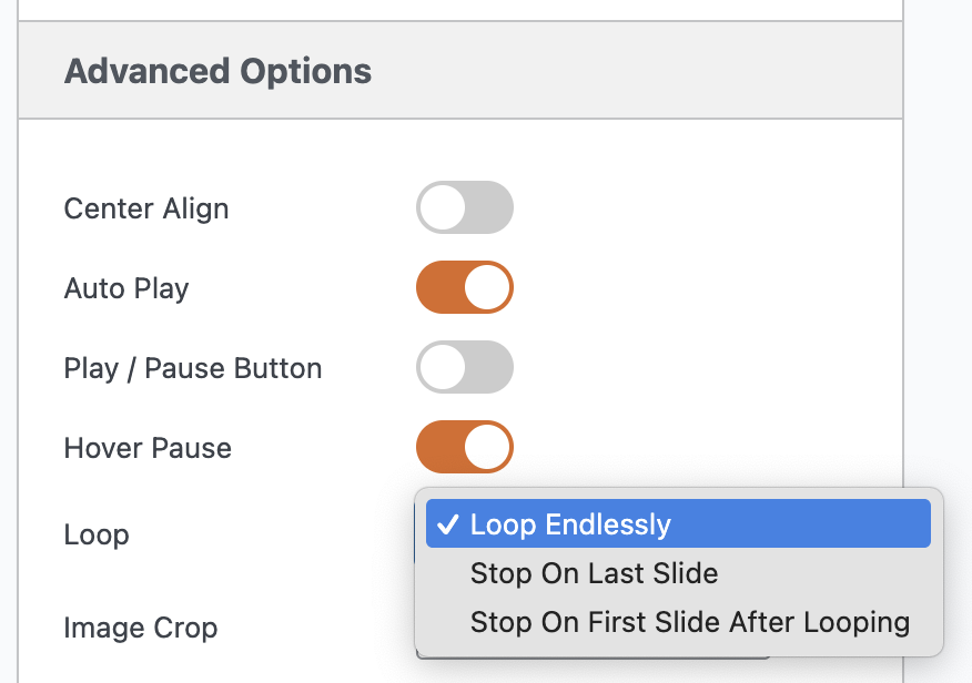 Options for looping