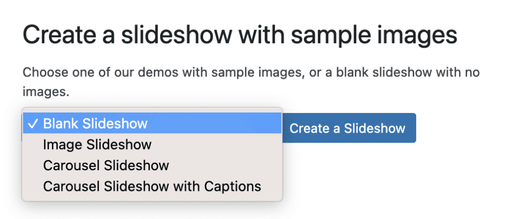 Sample slideshow options in MetaSlider