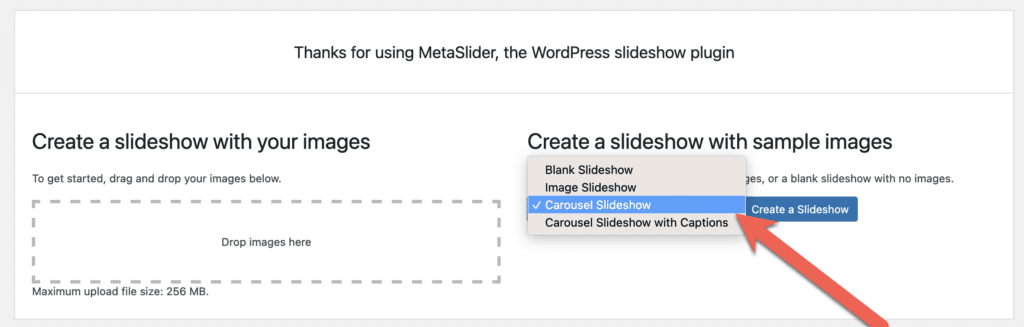 Create a WordPress carousel with MetaSlider