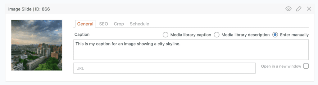 Choosing slideshow captions