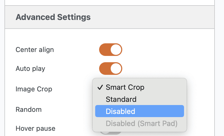 Disable image crop