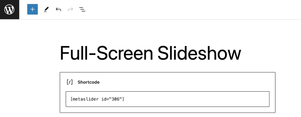 Full-screen slideshow inside a WordPress post