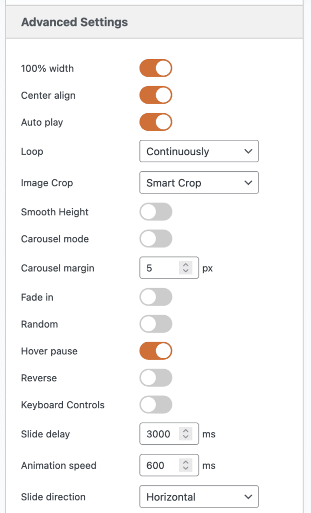 WooCommerce Slider advanced options