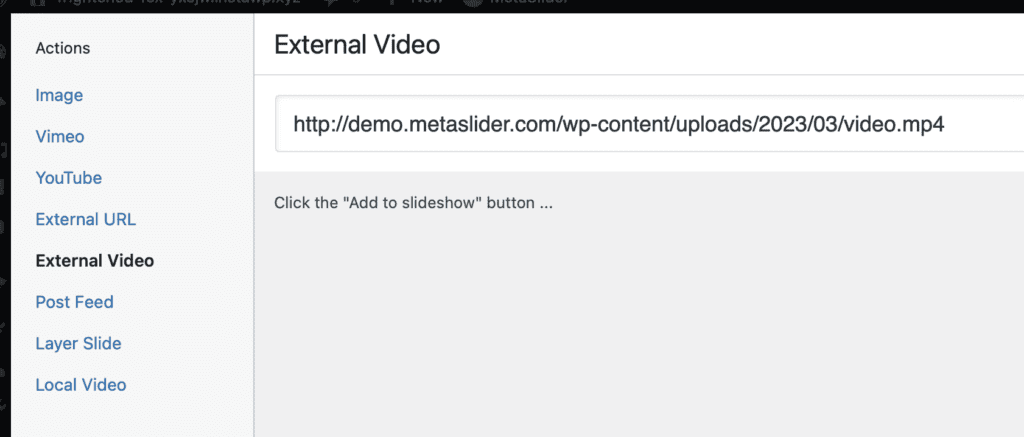 Add the URL for a New External Video Slide