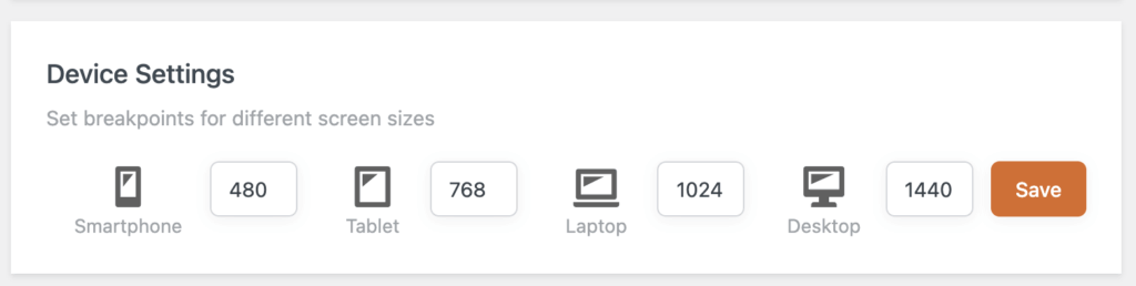 Configure the breakpoints for devices