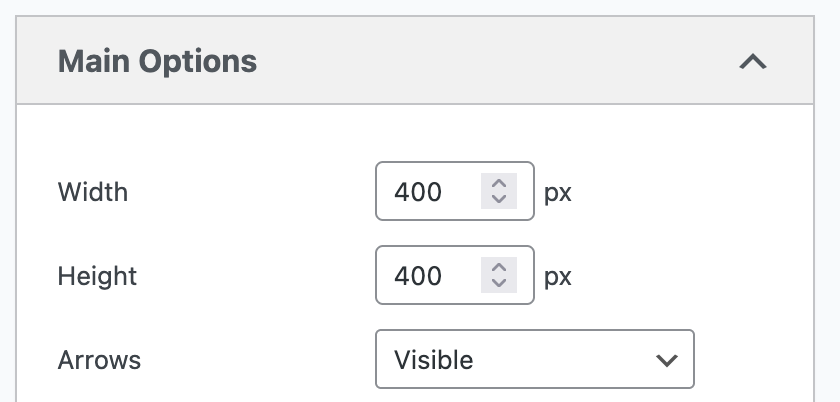 Carousel settings height and width