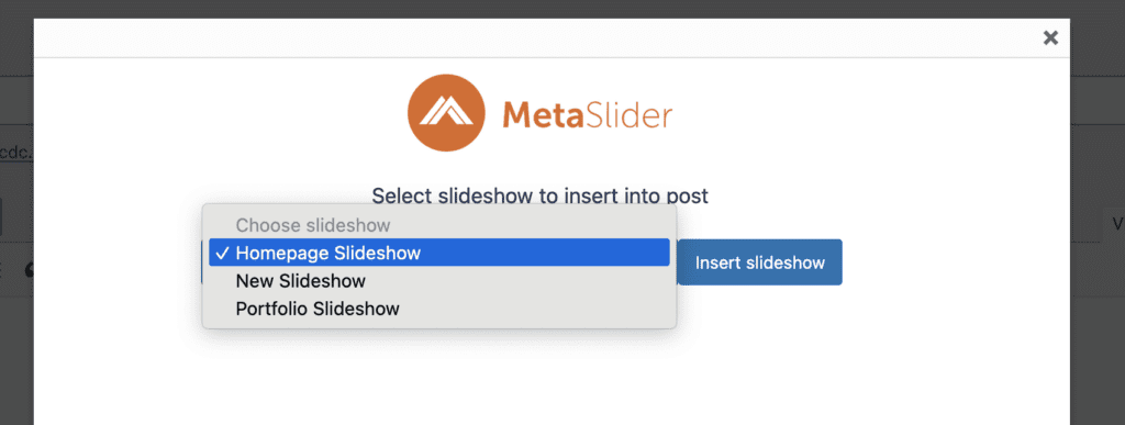 Modal window for MetaSlider