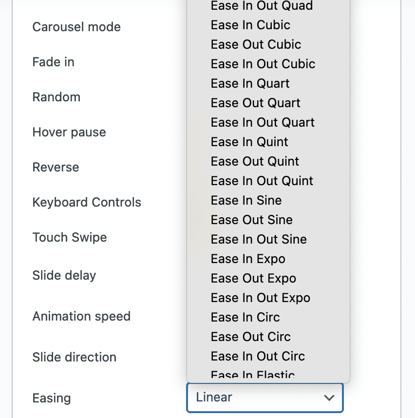 Easing transitions