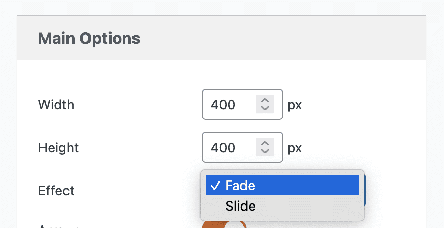 Fade and Slide effects