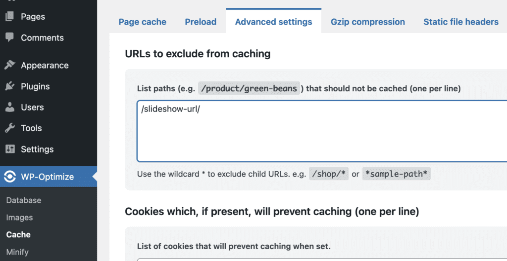 Exclude MetaSlider from WP-Optimize cache