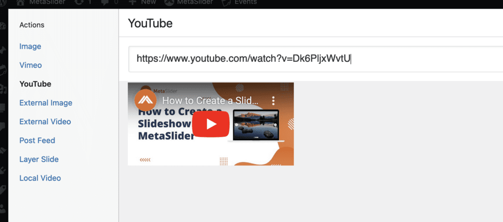 Adding a new YouTube slide