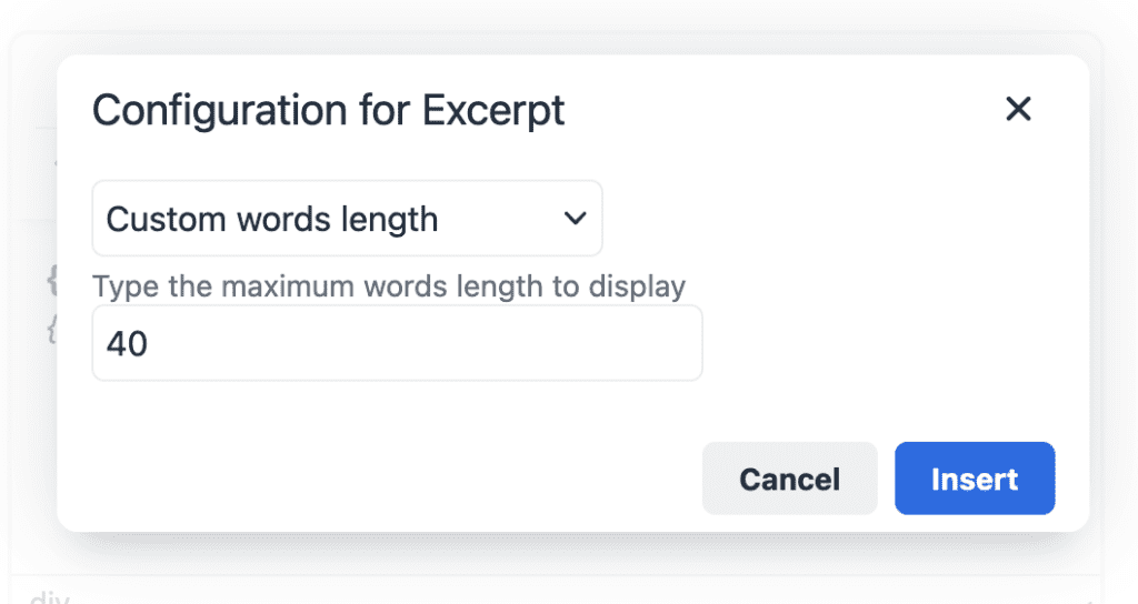 Number of words in excerpt