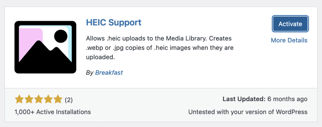 The HEIC support plugin for WordPress