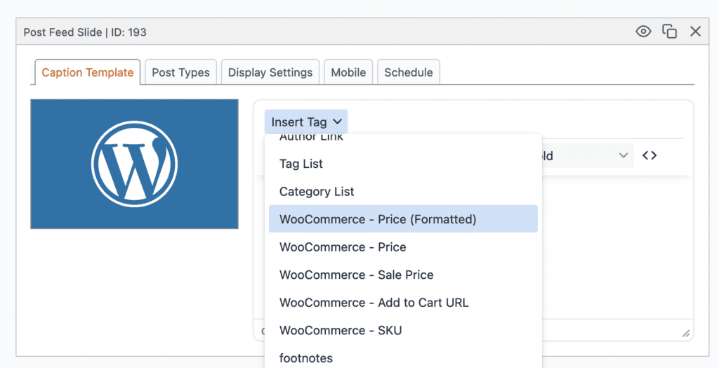 WooCommerce data in MetaSlider