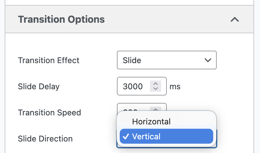 Vertical transition options