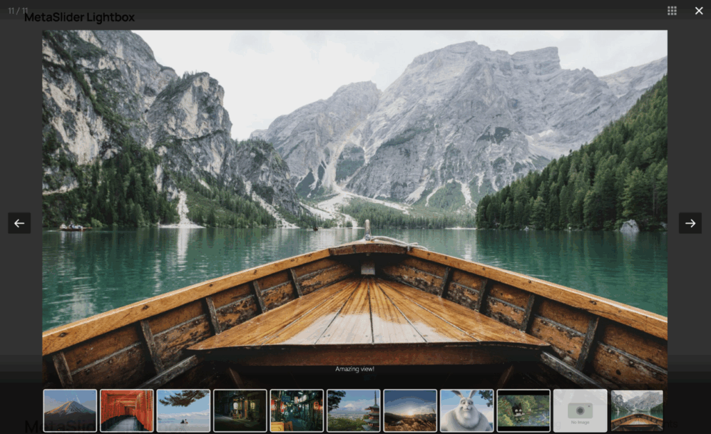 Lightbox with MetaSlider images