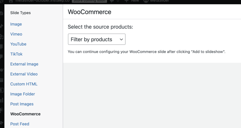 Add a new WooCommerce slide