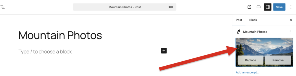 Adding a featured image