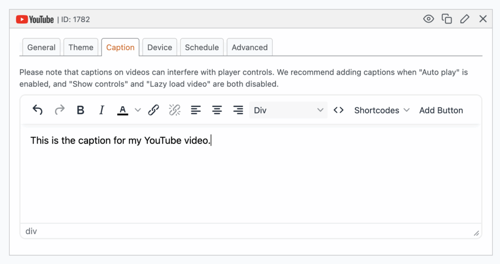 Caption for YouTube video