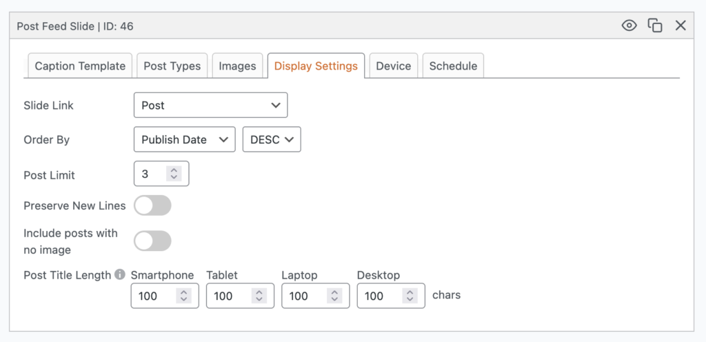 Post title length display settings