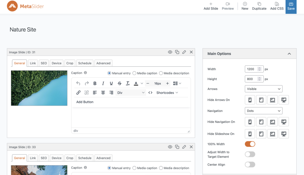 Imported MetaSlider slideshow