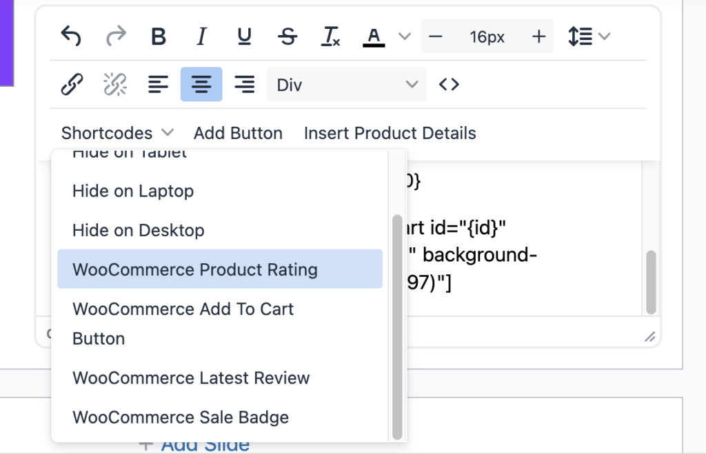 WooCommerce shortcodes