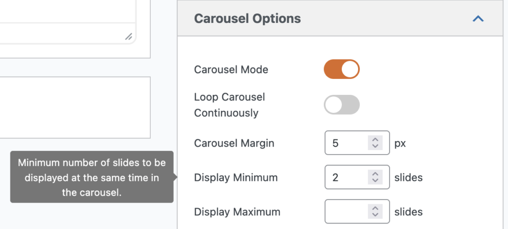 Maximum carousel items settings