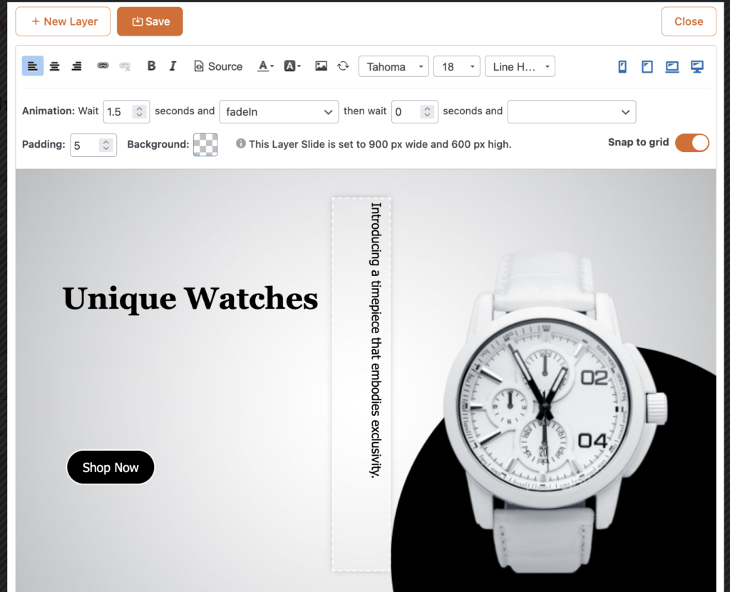 Rotated text layer for Layer slides