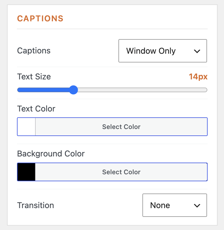Caption appearance: Adjust caption text, colors, and backgrounds