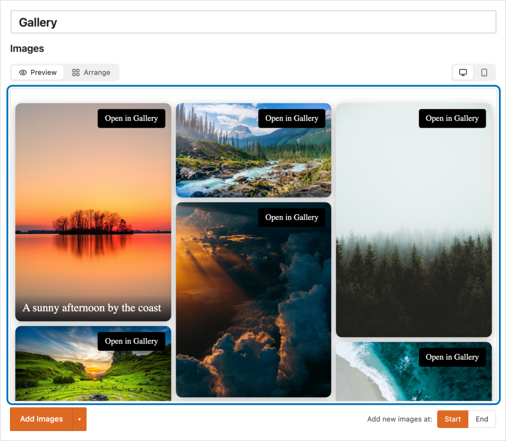 Preview option in MetaSlider Gallery