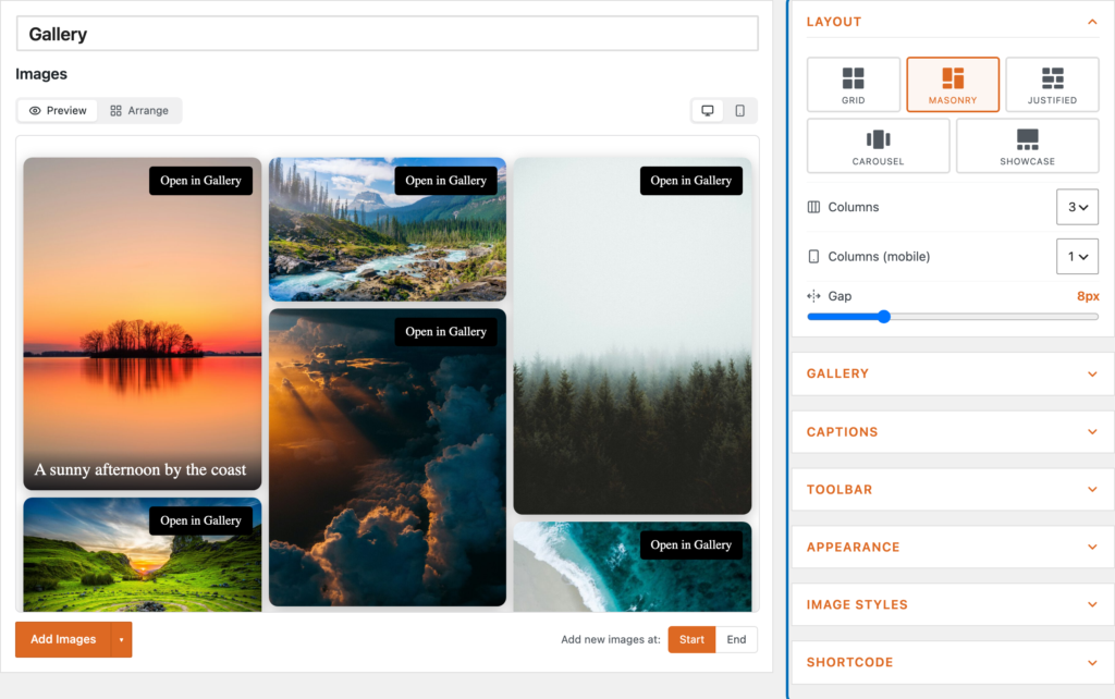 Preview setting live