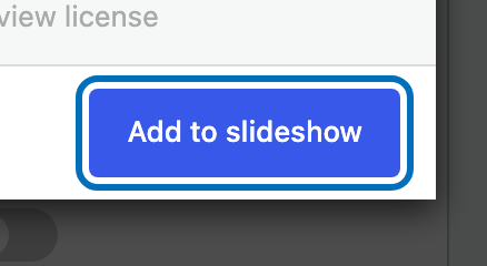 Add to slideshow button in the Pixabay Video picker
