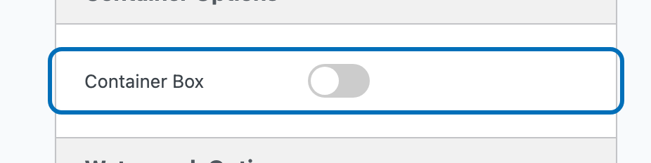 Container Box option in Container Options