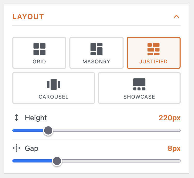 Per-gallery height control