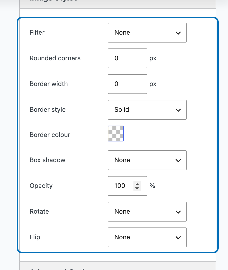 Image Styles default fields in Settings