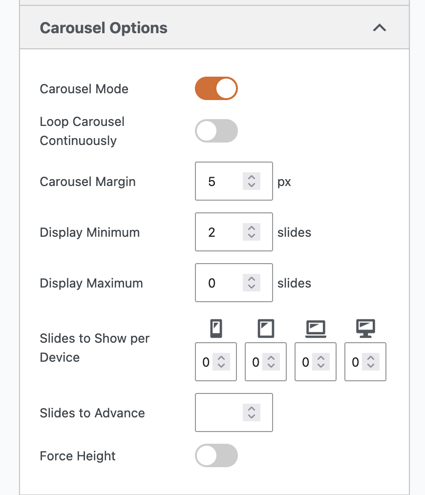 Per-device carousel counts