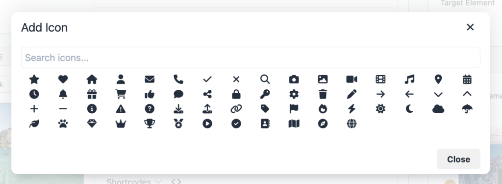 Slideshow icons for captions