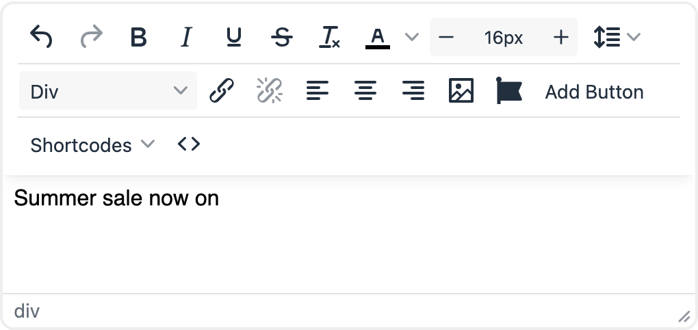 Caption text typed into the editor